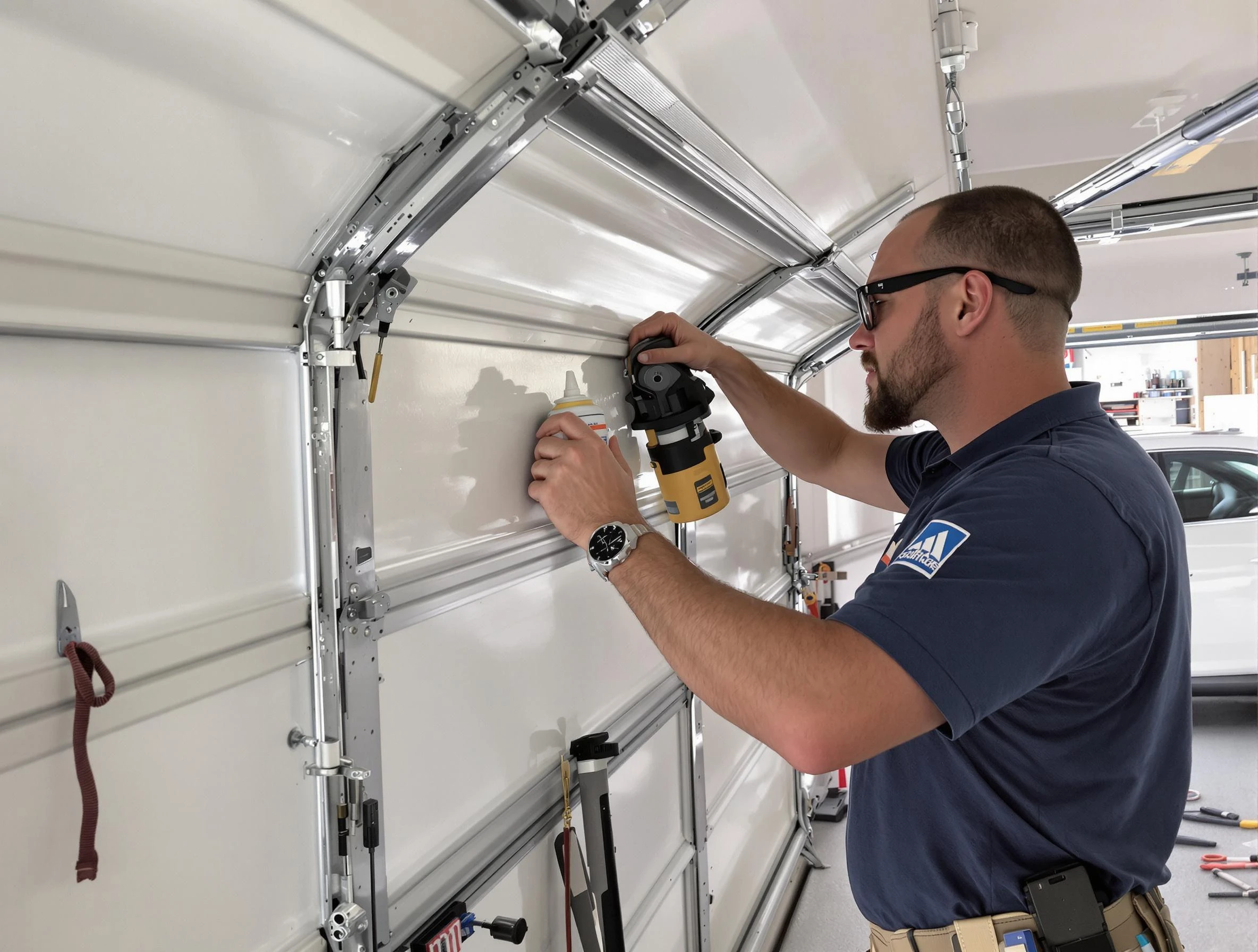 Marshfield Garage Door Repair technician quieting a noisy garage door in Marshfield