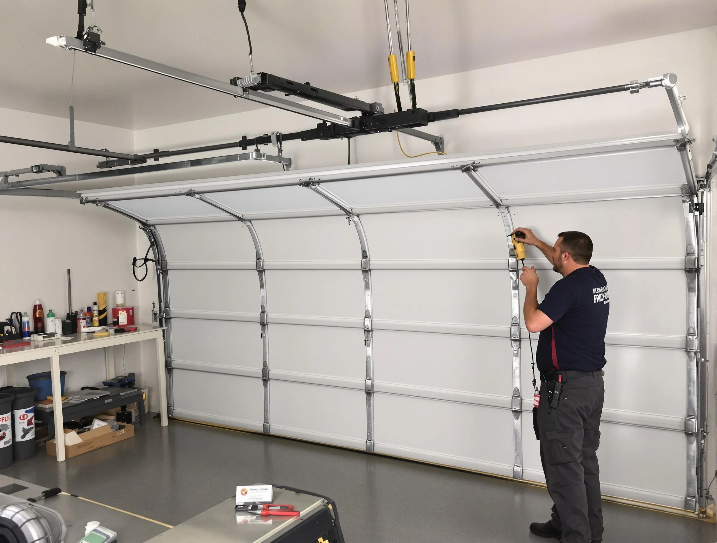 Marshfield Garage Door Repair certified technician performing overhead door system repair in Marshfield